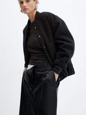 Mango Oversized Bomber Jacket in Black
